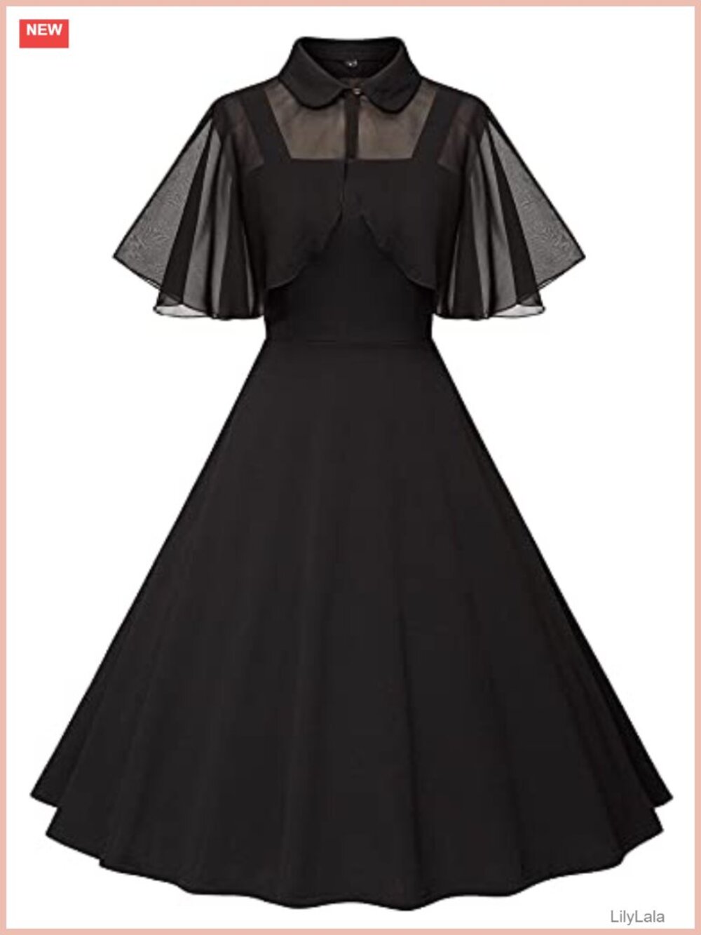 1950s Vintage Swing Cocktail Dress with Pockets and Chiffon Shawl